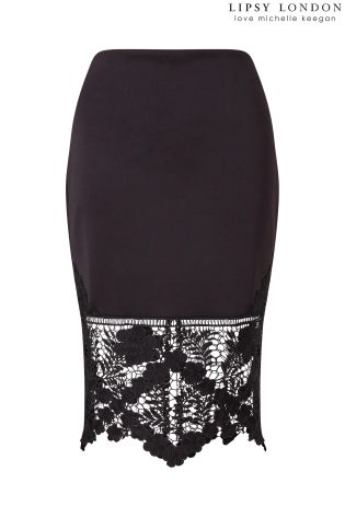 Lipsy Love Michelle Keegan Lace Hem Pencil Skirt